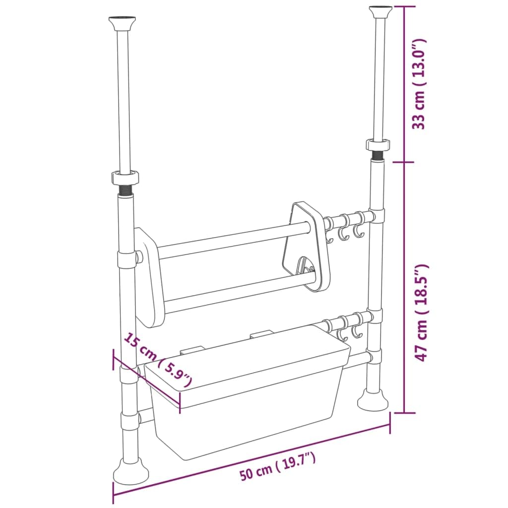 Küchenorganisator aus Aluminium verstellbar, platzsparend, 50 x 15 x 47 bis 80 cm, Silber, mit Küchenrollenhalter, Haken und Korb für Küche, Bad, Haushalt