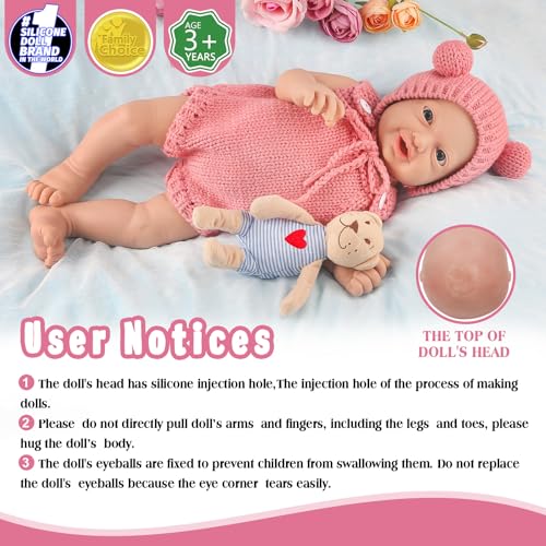 Vollence 12 inch Silicone Baby Dolls Lifelike Realistic Silicone Babies Reborn Real Newborn Baby Dolls with Feeding Accessories - Girl