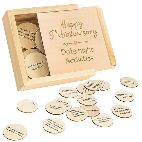 Product Image of the STOFINITY 9 Year Anniversary Wood Gifts for Him Her - 9th Gifts Anniversary for Husband Wife, Happy Nine Years Wedding Keepsake Gift for Men Women, Couples Date Night Activities