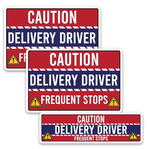 Image of Magnet Me Up Caution Frequent Stops Delivery Driver Automotive Magnet Decal, 3 Pack, Red /Blue, Two 8x12 inch and One 3x10 inch, Automotive Magnet for Car, Flex Delivery Driver, Crafted in USA