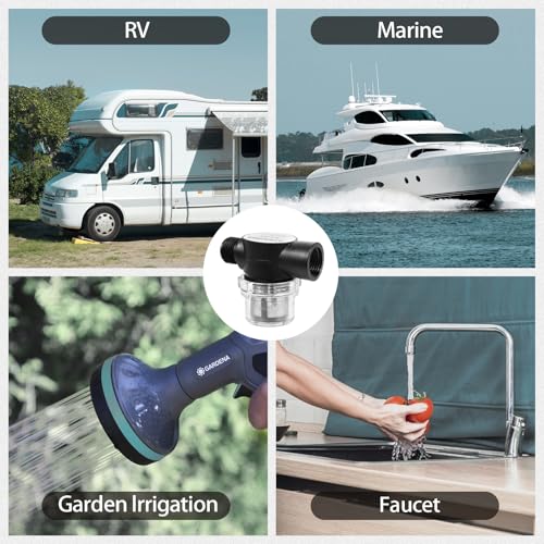 Image of WASSERMANN 1 /2 inch NPSF-1 /2 NPSM RV Water Pump Strainer, Water Pump Filter with 50 mesh Stainless Steel Filter Screen,Nylon in-Line Strainer for RV Water Pump