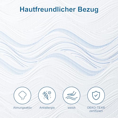 BedStory Topper 180x200cm H3 H4 aus 10cm Hoch Gel kaltschaum, Hart Matratzentopper für Bett Boxspringbett Schlafsofa Wohnwagen, Öko-TEX® Zertifiziert Matratzen Topper mit Waschbarer Bezug