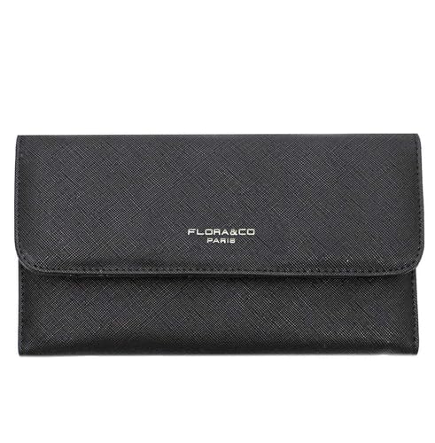 flora & co - Portefeuille Femme Rabat Tout-en-Un - Porte-chéquier Porte-Cartes Monnaie 3 en 1 - Compagnon Zippé 3 Volets Grande Capacité Fourre-Tout -...