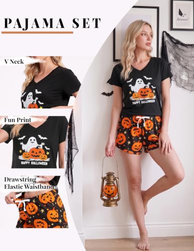 Image of YIJIU Women Short Sleeve Tee and Shorts Pajama Set Cute Alpaca Print Sleepwear