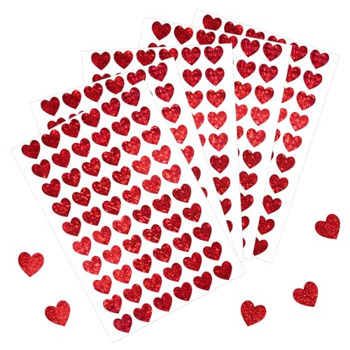 KYYYYWS 1800pcs 0.5inch Holographic Heart Stickers Red