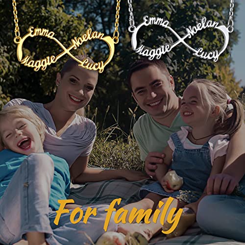 GOLDCHIC JEWELRY Personalized Heart Infinity Name Necklace for Women, 18k Gold Plated/Platinum Plated Personalized Name Plate Jewelry for Family/Best Friend/Lover, Gift Box Included2