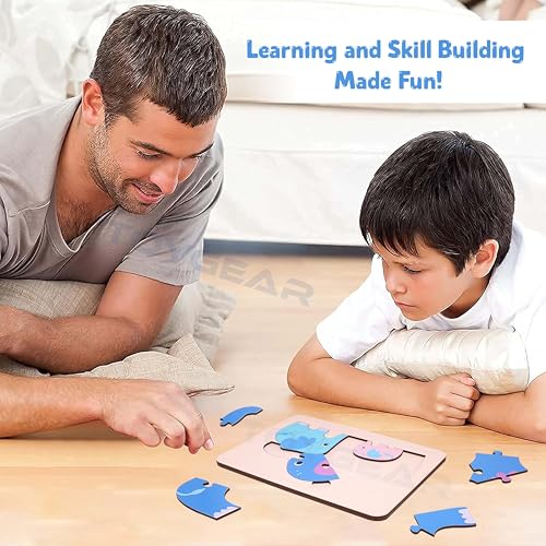 Image of Wooden Elephant Puzzle for Kids | Assemble & Disassemble Toy | Develops Motor Skills, Focus & Logic | Montessori Animal Puzzle Montessori Build & Rebuild Toy Age 2+Years