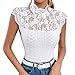 FYMNSI Damen Spitze Top Sommer Rollkragen Oberteile Elegant Durchsichtiges Spitzentop Shirt Kappen?rmel Blusen Tuniken Weiss Blusentop Basic L?ssige T-Shirt Party Hochzeit Cocktail Wei? XL Shirt Damen günstig Kaufen-FYMNSI Damen Spitze Top Sommer Rollkragen Oberteile Elegant Durchsichtiges Spitzentop Shirt Kappen?rmel Blusen Tuniken Weiss Blusentop Basic L?ssige T-Shirt Party Hochzeit Cocktail Wei? XL