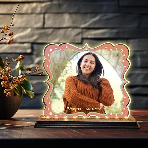 Image of Brown Cloud Personalized Name Photo LED Night Lamp Customized Gift for Men Women Husband Wife Girlfriend Boyfriend Birthday Marriage Anniversary Festivals Decoration(LED USB NL AO 001)(D12)