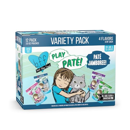 Weruva B.F.F. Play - Best Feline Friend Paté Lovers, Aw Yeah!, Paté Jamboree! Variety Pack, 3oz Pouch (Pack of 12)