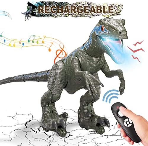Dinosaur Toys 26" Big for Kids 8-12 Boys Girls, Rechargeable Remote Control Walking Velociraptor with Roar/Light/Sing/Dance, Intelligent Realistic RC Robot Toys Birthday Gifts for 8-12 910 Year Old