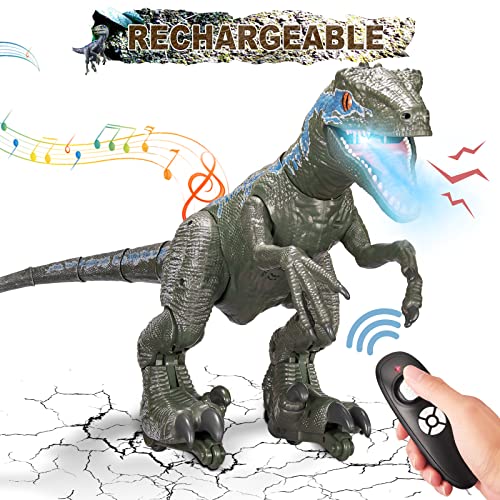 Dinosaur Toys 26" Big For Kids 8-12 Boys Girls, Rechargeable Remote Control Walking Velociraptor With Roar/Light/Sing/Dance, Intelligent Realistic Rc Robot Toys Birthday Gifts For 8-12 910 Year Old #TOP14