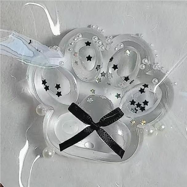 Handmade Taba Squishy Big Cat Paw, 5 Inch X-Large Size Giant Paw Squishy Fidget Toys, Silicone Squeeze Toys for Stress Relief & Anxiety|Desk Accessory for Adults (Transparent Black)