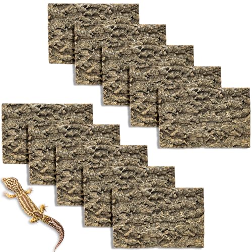 Image of Fhiny 10 PCS Cork Bark Background, 11.6 inch x 7.7 inch Natural Cork Bark for Reptiles Bearded Dragon Climbing Backdrop Terrarium Habitat Wall Decor Accessories for Turtle Gecko Lizard Snake Spider Frog
