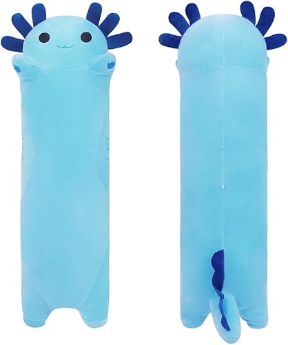 Almohada de juguete de ajolote de peluche, almohada para abrazar, regalo para niños y niñas (azul, 19.6 pulgadas)