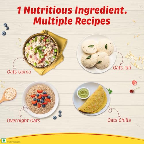 Image of Saffola Rolled Oats | 1kg Jar | Soft & Creamy | Power of Protein, Iron & Fibre, Nutritious grain | No added sugar & Preservatives | Helps manage weight | Aids Digestion