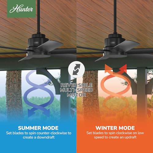 Image of Hunter Kennicott, Outdoor or Indoor, Ceiling Fan, 52 inch, Matte Black