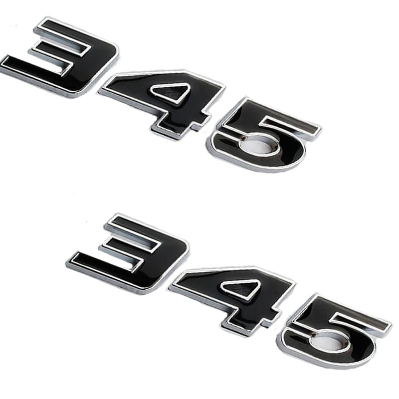Image of 2PC 345 Emblem Decal Car Engine Letters Decal Plating Badge 3D Metal Style Fit for 300C for Charger Black Silver