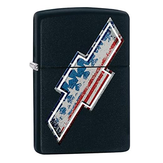 Zippo Lighter: Chevrolet American Flag - Black Matte 79614