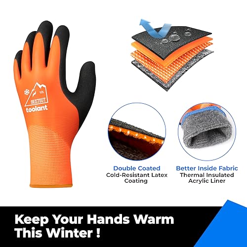 OriStout Thermal Work Gloves for Cold Weather Waterproof Winter Gloves, Touchscreen, Super Grip, for Gardening Fishing - Image 2