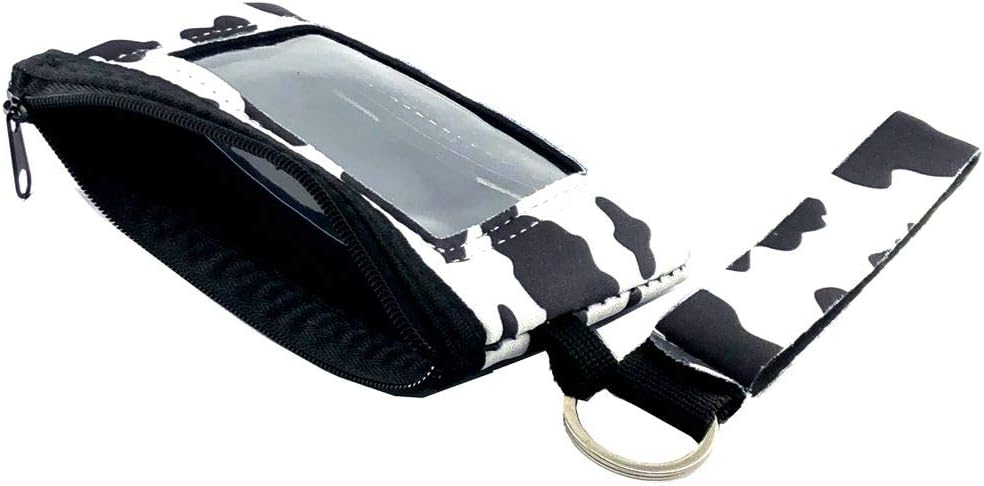 Women's Zip ID Case, ID Case Wallet, Key Coin Pouch, Keychain Purse (Cow)