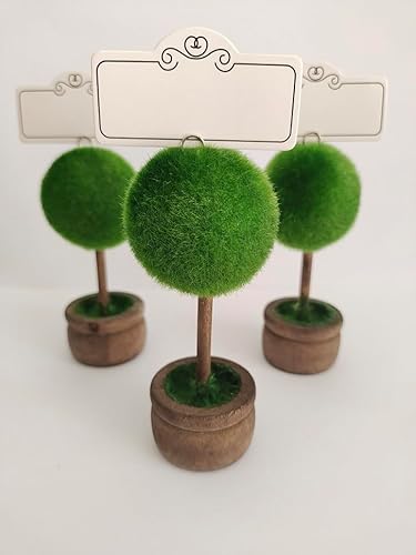 AMERRY 10 Pcs Place Green Gardening Plants Card Holders, Table Number Holder，Photo Holders for Party Favors, Wedding，Birthday，Dinner，Farmhouse Gathering Decorations (Green Gardening Plants)