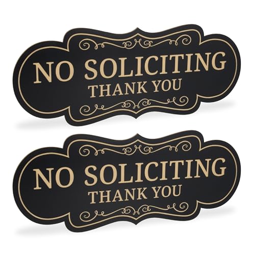 Image of ExcelMark Premium No Soliciting Sign for House - Made in the USA (Small - 2 inchx 5 inch, Black with Gold Letters) (Pack of 2)