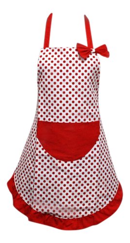 ULTNICE Vintage Style Apron Chic Floral Polka Dot Retro Sugarcraft Apron
