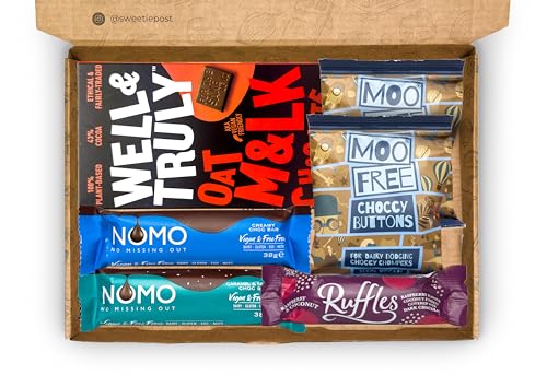 Vegan Chocolate Gift Box Letterbox Chocolate Hamper for Vegans Includes NOMO Moo Free Well & Truly Dairy-Free Gluten-Free Chocolate Selection Vegan Birthday Thank You gift