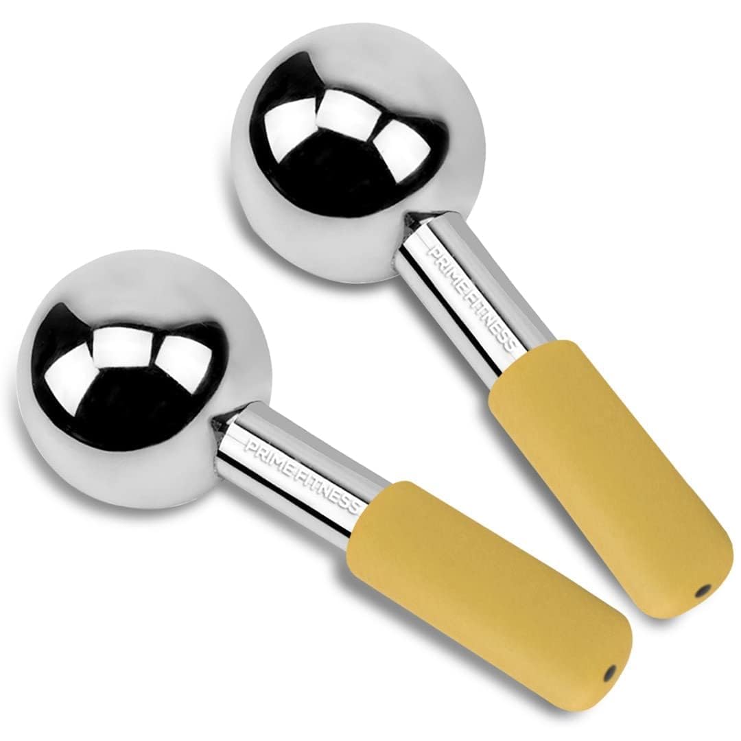 Globes for Face | Edelstahl-Eisroller Massagegerät für Gesicht, Hals und Augen | Innovative Hautpflege-Werkzeuge können bei dunklen Augenringen, Schwellungen, Falten, Kollagenproduktion (Gold)