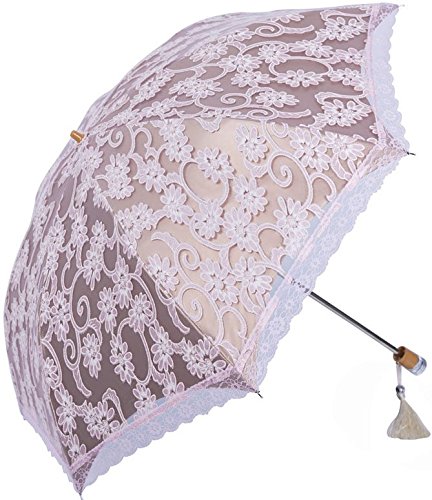 Nicecho UPF 50+ Fashion Lace Umbrella, Pink