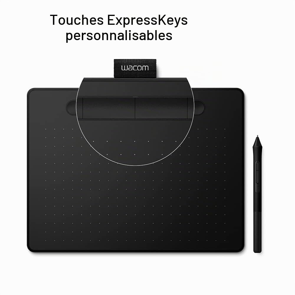 Wacom Intuos Medium Tablette Dessin - Tablette Graphique pour la Peinture, Le Dessin et la retouche Photo avec Stylo Sensible à la Pression Noir - Idéal pour Le télétravail et la Formation en Ligne