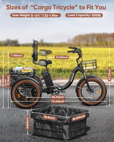 PUCKIPUPPY Electric Tricycle for Adults Alaskan, Rear Motor