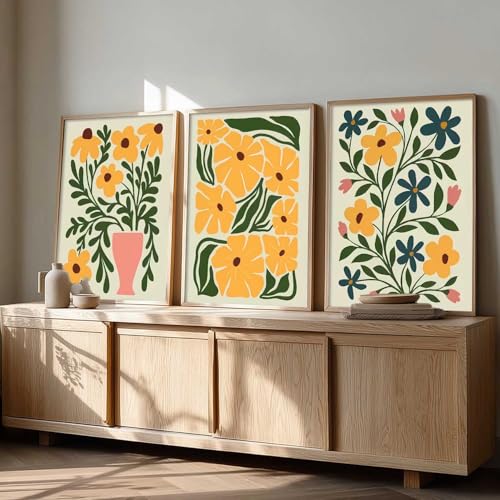 Image of kotart Boho Art Home Decoration Painting | Paintings With Frame For Living Room Bed Room Hotel Wall Decor Digital Reprint Set of 3 (19X25 inch)