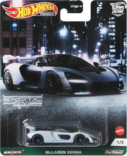 Hot Wheels Die Cast Modell McLAREN Senna - Escala 1:64, Longitud 7 cm Premium Real Riders GRJ78