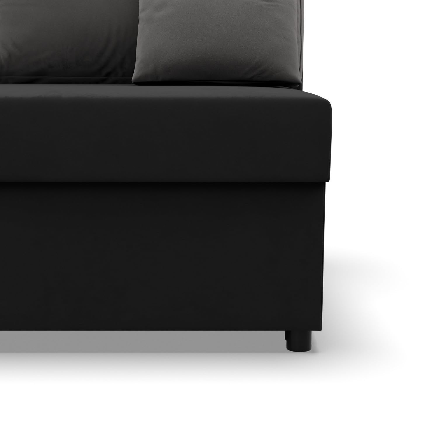 Mebligo Kemi - Ecksofa mit Schlaffunktion, Bettkastem, Komfort und Still, Schaum, schwarz + grau (Mikrofaza 15)