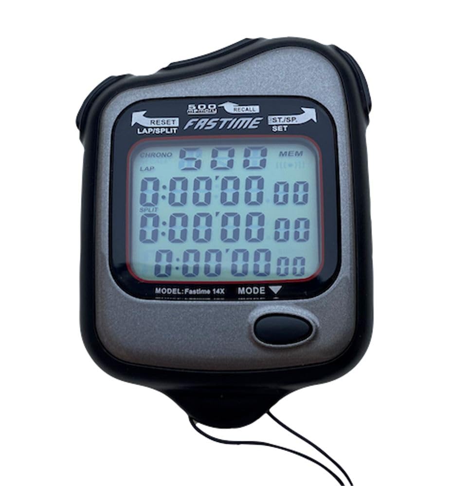 Fastime Grey 14X 500-Lap Segmented Memory Triple Display Stopwatch
