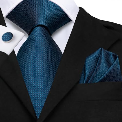 Image of Hi-Tie Men's Tie Sets Silk Paisley Striped Necktie Pocket Square Cuff-links Sets Wedding Business Holiday