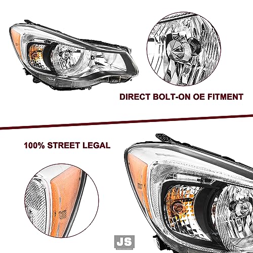 JSBOYAT Headlight Assembly Replacement for 2012-2015 Subaru Impreza XV Crosstrek Passenger and Driver Side Chrome Housing Amber Reflector - Image 5