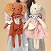 Golray Portable Dress Up Plush Doll Set with Storage Case, Cat & Dog Stuffed Animal Toys, Doll Clothes with Wooden Hangers & Suitcase Wardrobe Travel-Ready Toy Organizer, Gifts for Girls Ages 3+