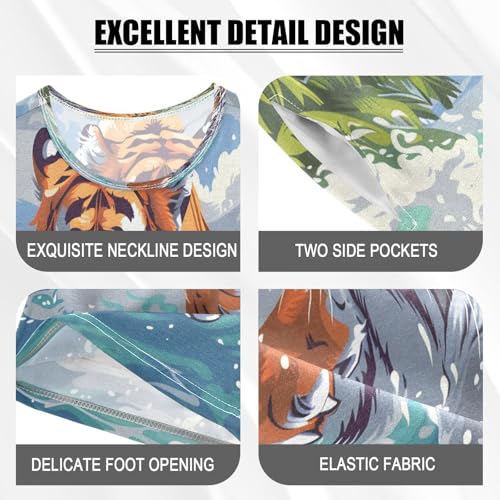 senya Short Sleeve Pajamas Sets Summer Cotton Sleepwear Running Tigers4