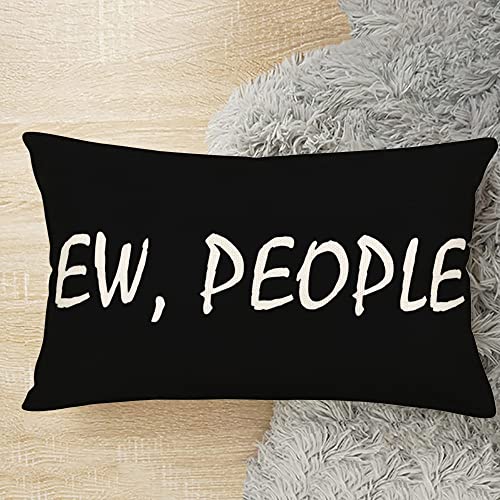 Smilyard Ew People Pillow Covers 12X20 Inch Hipster Funny Sarcastic Saying Introvert Cotton Linen Throw Lumbar Pillow Cases Black And White Ew People Oblong Gifts Cushion Cover For Sofa Couch #TOP2