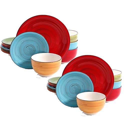 Better Homes and Gardens Festival 12-Piece Dinnerware Set, Assorted, Dishwasher Safe, 1-Pack