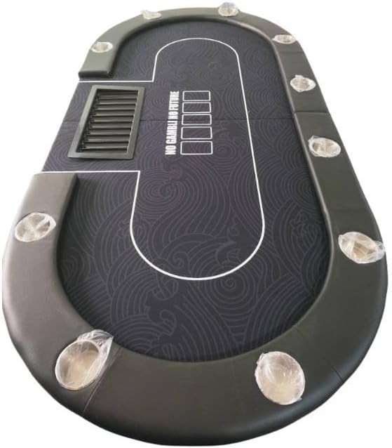 新品】ポーカーテーブル レザー風 飲み物ホルダー付き折り畳み可能