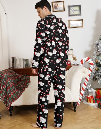 RAISEVERN Couples Christmas Matching Pajamas Set Snowman Men Xmas Pjs Soft Paiama Set Long Sleeve Loungewear Warm Sleepwear3