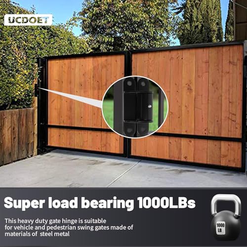 Image of Upgraded 7 inch Gate Hinges Heavy Duty with Grease Zerk, Face Mount Bearing Gate Hinge Bolt or Weld on Hinges for Large Heavy Driveway Trailer Gates up to 1000 lbs- 1Pair Black 2062P