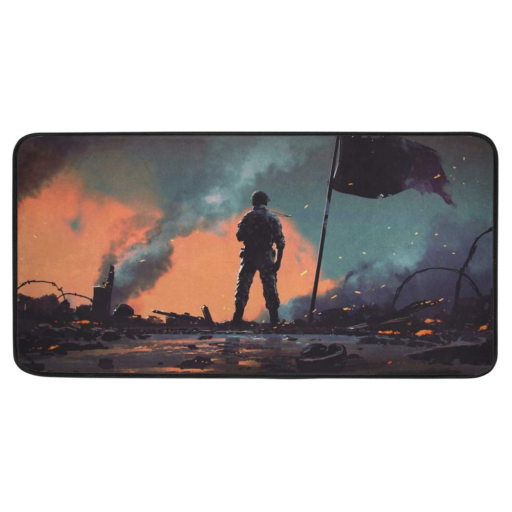 Tapis de cuisine soldat debout seul antidérapant grand tapis de sol en polyester 39x20