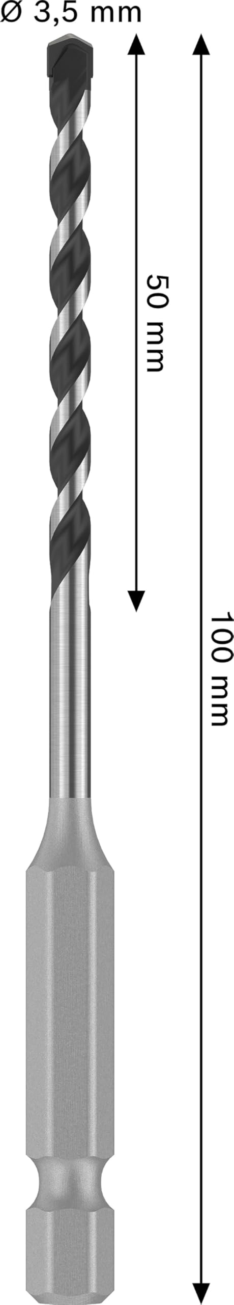 Bosch 1x Wiertło PRO HEX-5 (do Twardy kamień, Beton, Ø 3,50 mm, Professional Akcesoria Wiertarki)