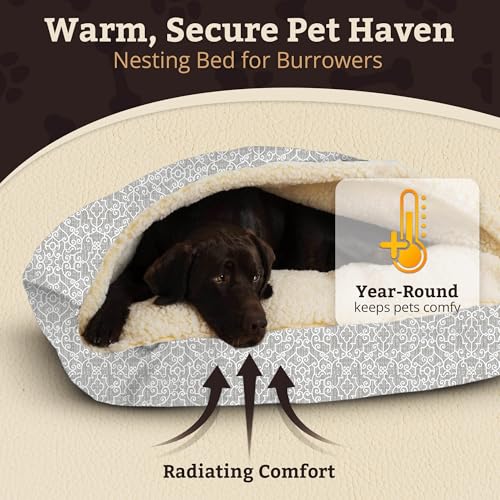 Image of Snoozer Rectangle Cozy Cave Dog Bed, Hooded Dog Bed, Ramey Gray (XL)