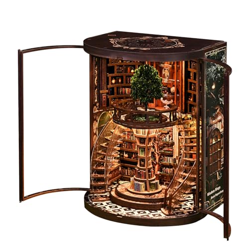 Kaayeewood Kit per angolo libro, puzzle 3D in legno per adulti, kit fai da te in miniatura per adulti, libro con luce LED, regali per familiari, amici e amanti dei libri, decorazione per libreria